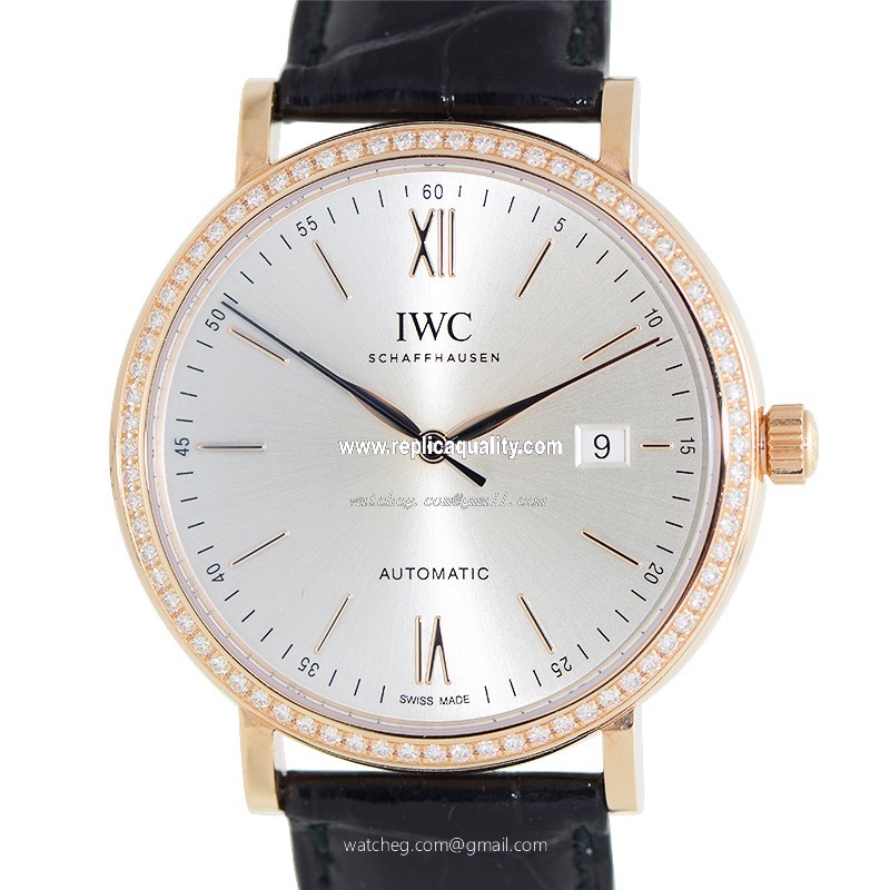 IWC PORTOFINO IW356515 Automatic 18kt Rose Gold & Diamonds Silver