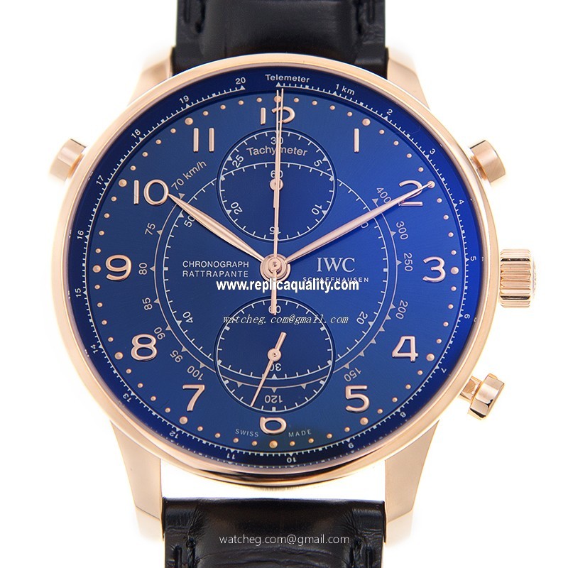 IWC PORTUGUESE IW371215 Automatic 18kt Rose Gold Blue