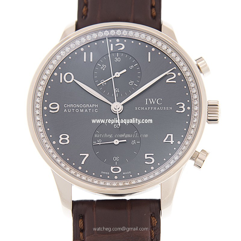 IWC PORTUGUESE IW371473 Automatic 18kt White Gold & Diamond Gray