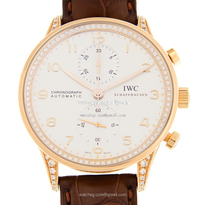 IWC PORTUGUESE IW371478 Automatic 18kt Rose Gold & Diamonds Silvery & White