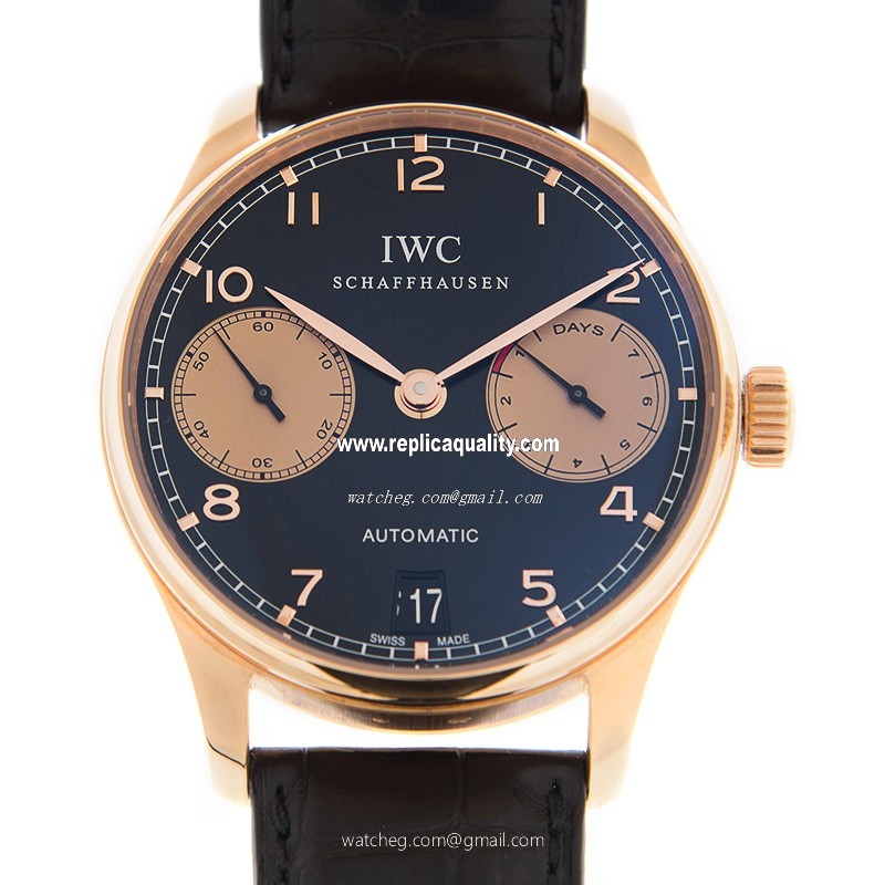 IWC PORTUGUESE IW500121 Automatic 18kt Rose Gold Black