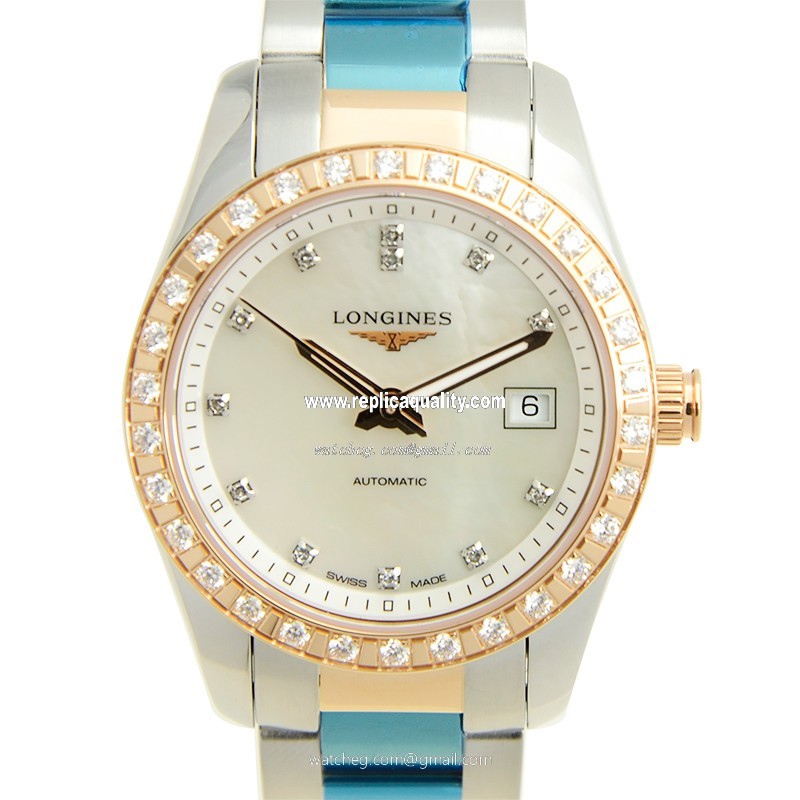 Longines CONQUEST L2.285.5.88.7 Automatic 18kt Rose Gold & Steel White