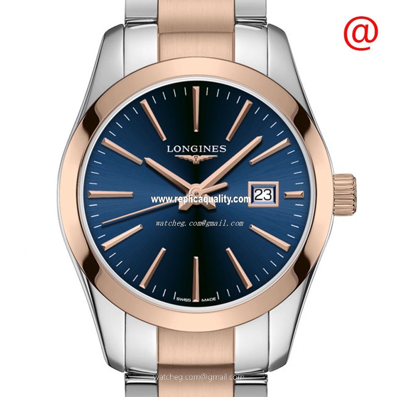 Longines CONQUEST CLASSIC L2.286.3.92.7 Quartz 18kt Rose Gold & Steel Blue