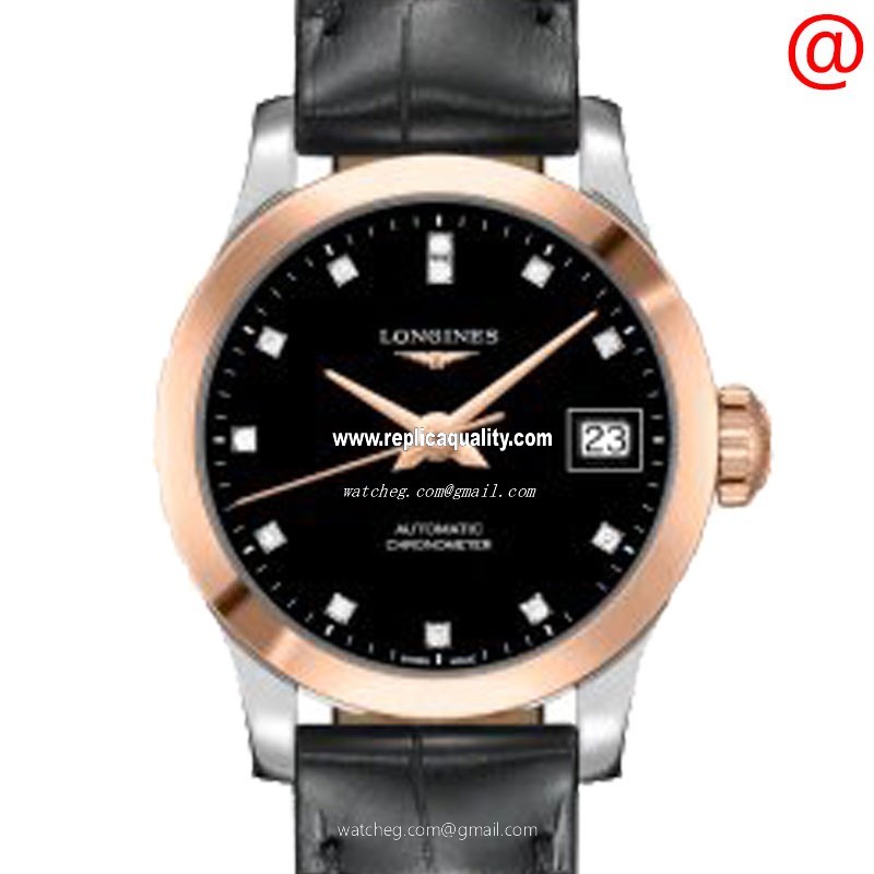 Longines RECORD L2.320.5.57.2 Automatic 18kt Rose Gold Black