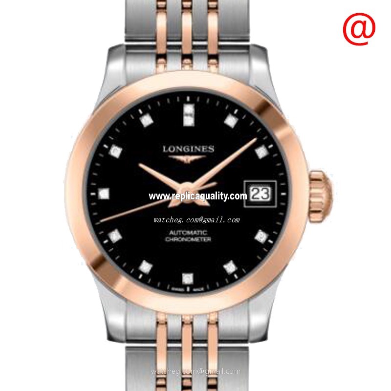 Longines RECORD L2.320.5.57.7 Automatic 18kt Rose Gold & Steel Black
