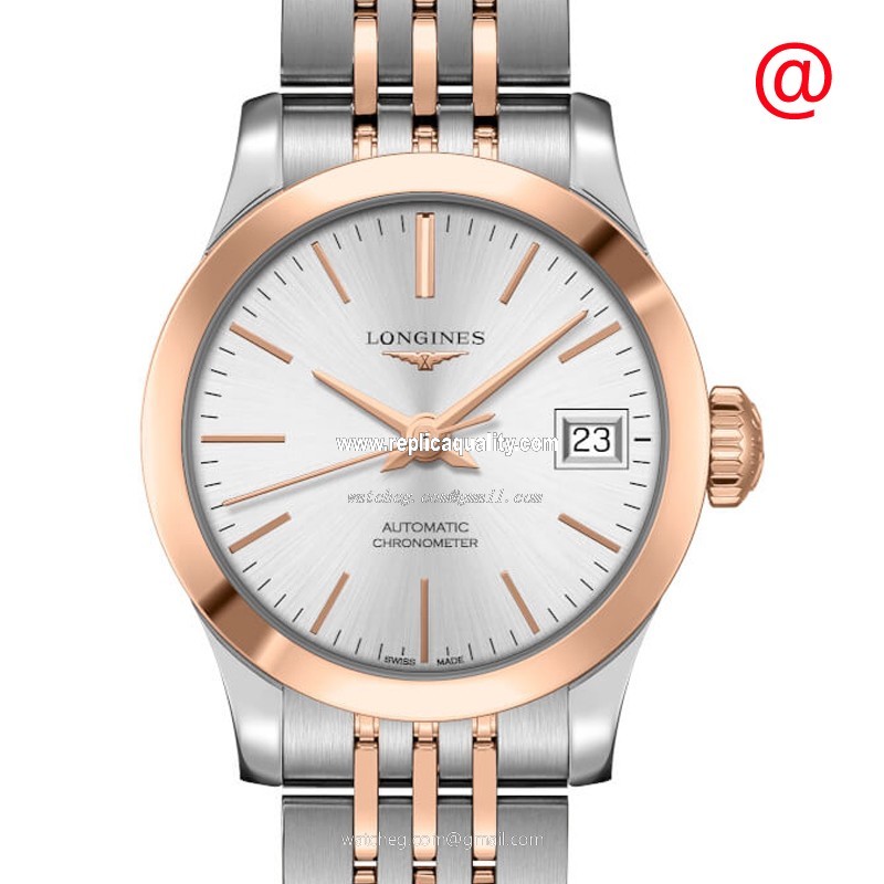 Longines RECORD L2.320.5.72.7 Automatic 18kt Rose Gold & Steel Silver