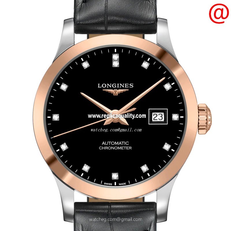 Longines RECORD L2.321.5.57.2 Automatic 18kt Rose Gold & Steel Black