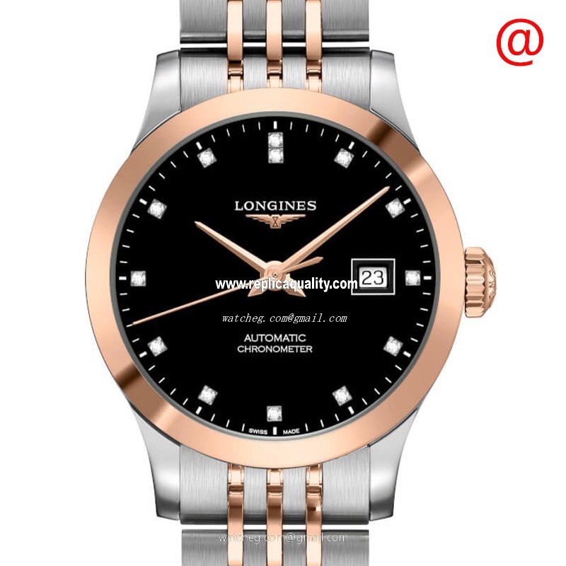 Longines RECORD L2.321.5.57.7 Automatic 18kt Rose Gold & Steel Black