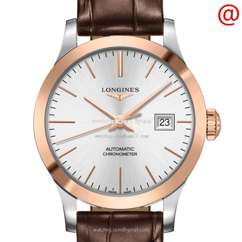 Longines RECORD L2.321.5.72.2 Automatic 18kt Rose Gold & Steel Silver