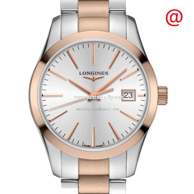 Longines CONQUEST CLASSIC L2.386.3.72.7 Quartz 18kt Rose Gold & Steel Silver