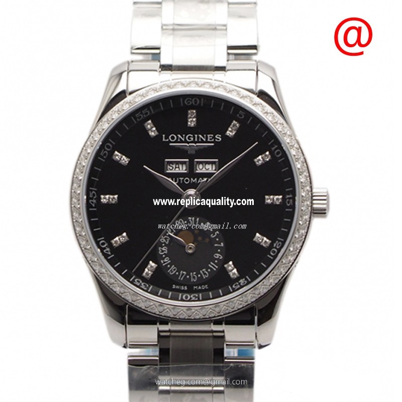 Longines MASTER L2.503.0.57.6 Automatic Stainless Steel & Diamonds Black