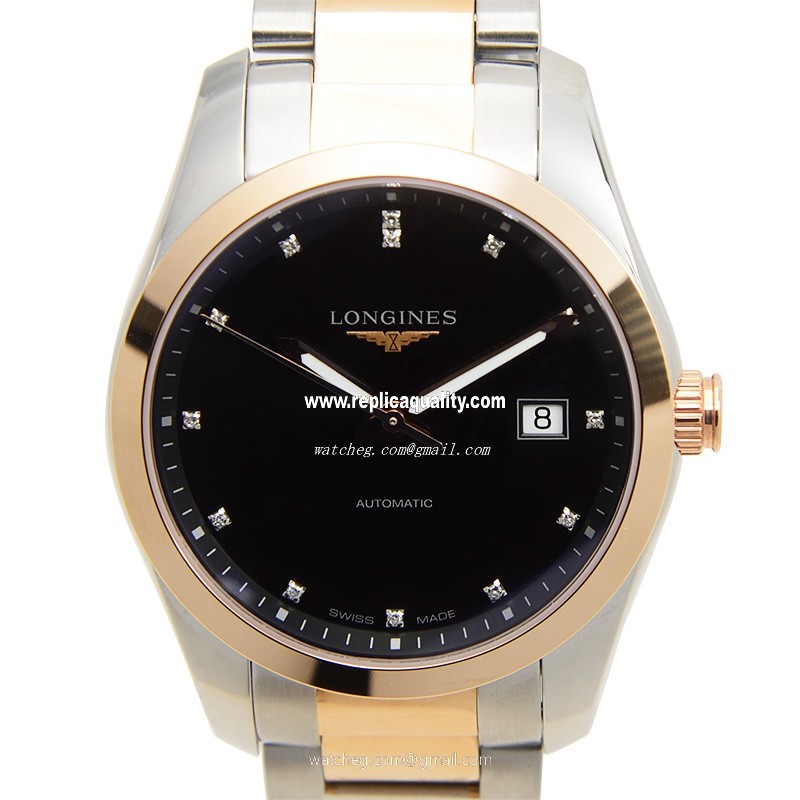 Longines CONQUEST L2.785.5.58.7 Automatic 18kt Rose Gold & Steel Black