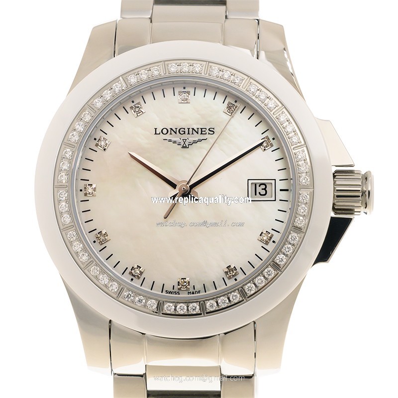 Longines CONQUEST L3.281.0.87.6 Quartz Stainless Steel & Diamonds White
