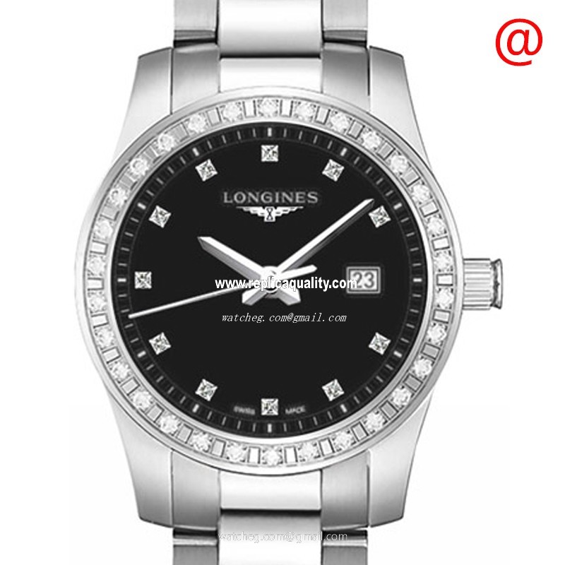 Longines CONQUEST L3.300.0.57.6 Quartz Stainless Steel & Diamonds Black