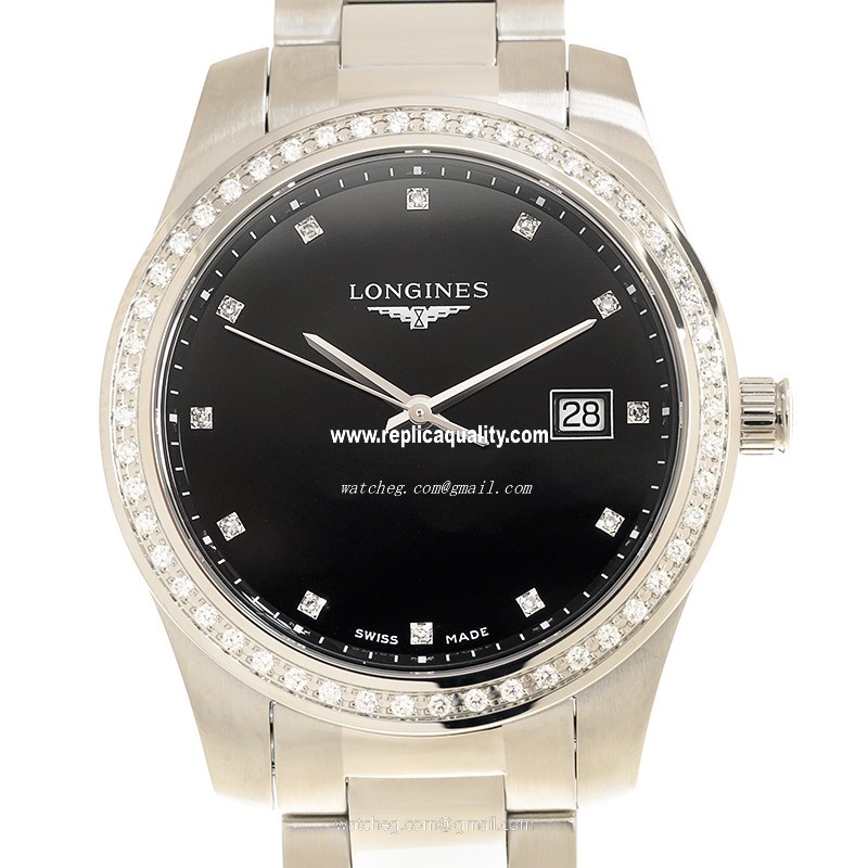 Longines CONQUEST L3.401.0.57.6 Quartz Stainless Steel & Diamonds Black