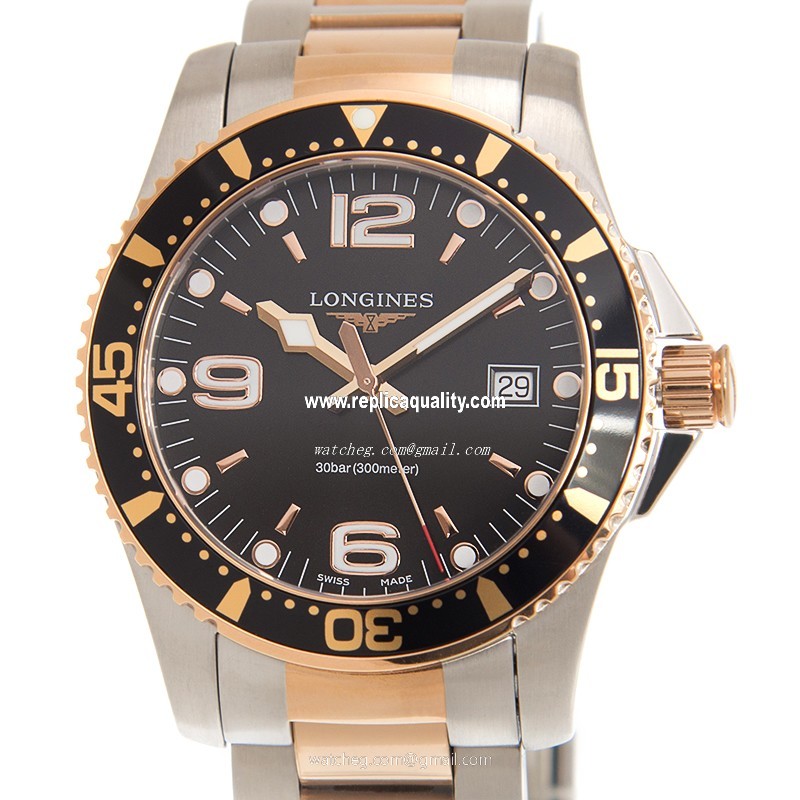 Longines CONQUEST L3.740.3.58.7 Quartz 18kt Rose Gold & Steel Black