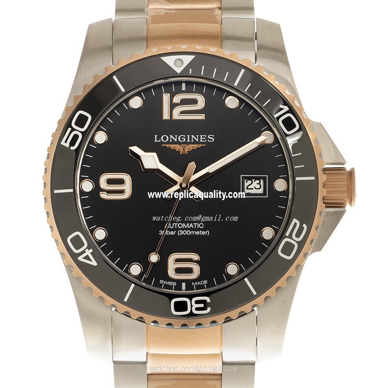 Longines CONQUEST L3.781.3.58.7 Automatic 18kt Rose Gold & Steel Black