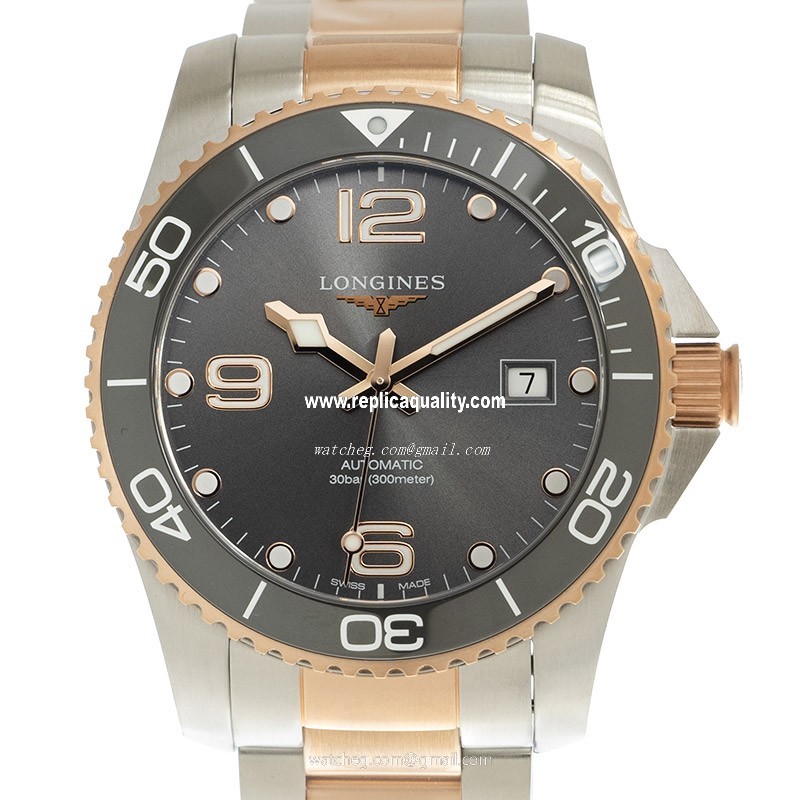 Longines CONQUEST L3.781.3.78.7 Automatic 18kt Rose Gold & Steel Gray