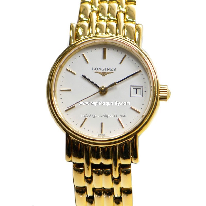 Longines PRESENCE L4.220.2.12.8 Quartz Gold-Plated & Stainless Steel White