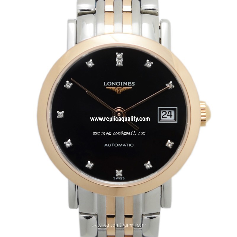 Longines ELEGANT L4.309.5.57.7 Automatic 18kt Rose Gold & Steel Black