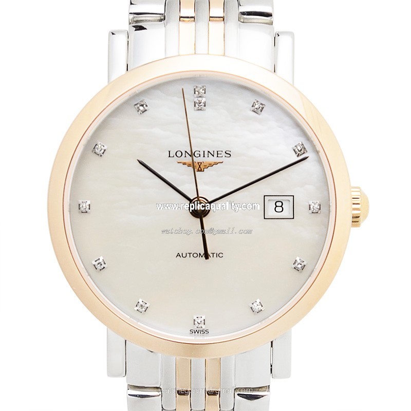 Longines ELEGANT L4.310.5.87.7 Automatic 18kt Rose Gold & Steel Silvery & White