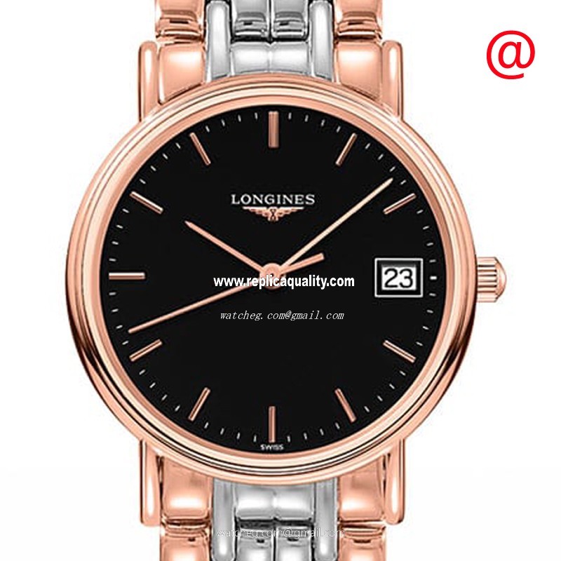 Longines PRESENCE L4.320.1.59.7 Quartz 18kt Rose Gold & Steel Black