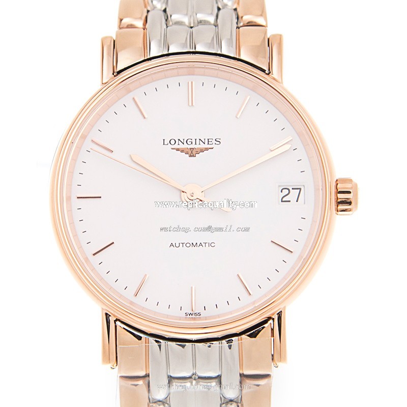 Longines PRESENCE L4.322.1.12.7 Automatic 18kt Rose Gold & Steel White