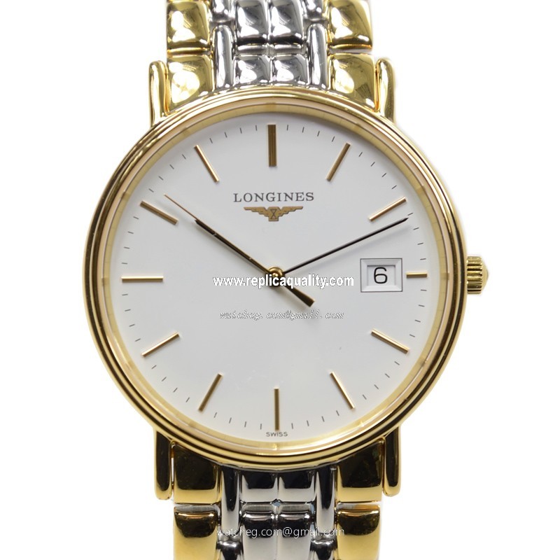Longines PRESENCE L4.720.2.12.7 Quartz Gold-Plated & Stainless Steel White