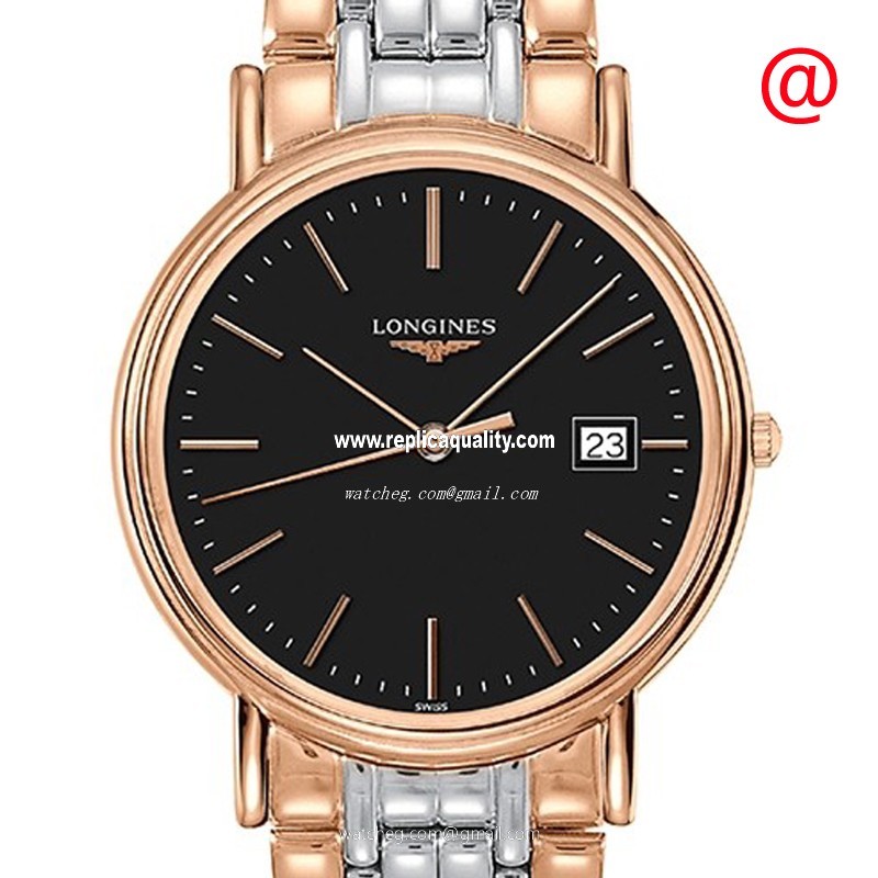 Longines PRESENCE L4.790.1.59.7 Quartz 18kt Rose Gold & Steel Black
