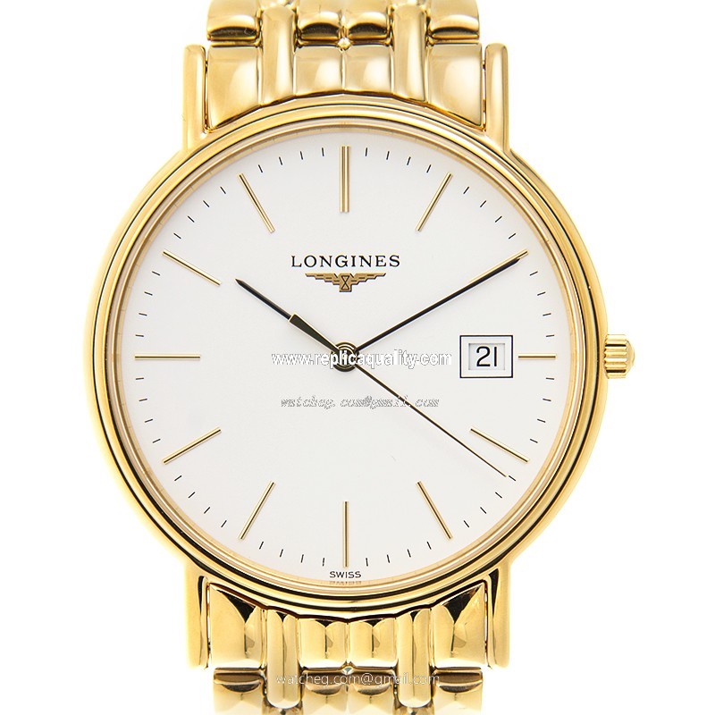 Longines PRESENCE L4.790.2.12.8 Quartz Gold-Plated & Stainless Steel White