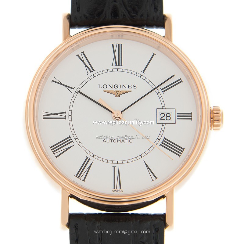 Longines PRESENCE L4.922.1.11.2 Automatic 18kt Rose Gold White