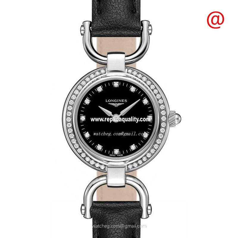 Longines EQUESTRIAN L6.129.0.57.0 Quartz Stainless Steel & Diamonds Black