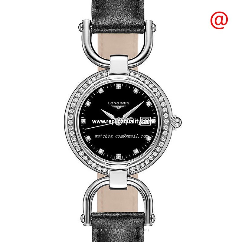 Longines EQUESTRIAN L6.131.0.57.0 Quartz Stainless Steel & Diamonds Black