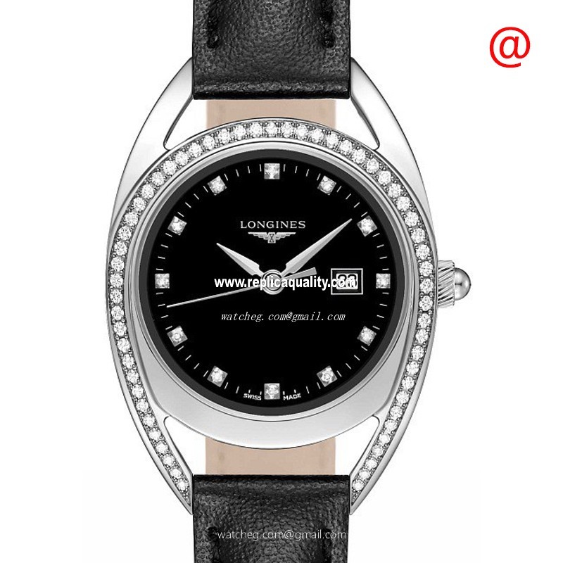 Longines EQUESTRIAN L6.137.0.57.0 Quartz Stainless Steel & Diamonds Black