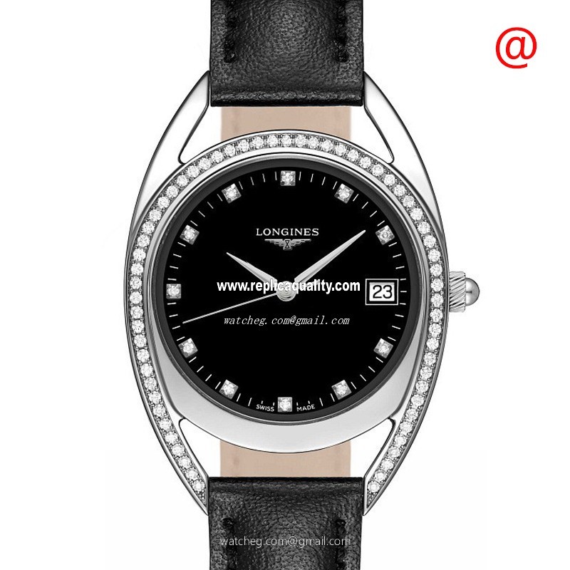 Longines EQUESTRIAN L6.138.0.57.0 Quartz Stainless Steel & Diamonds Black