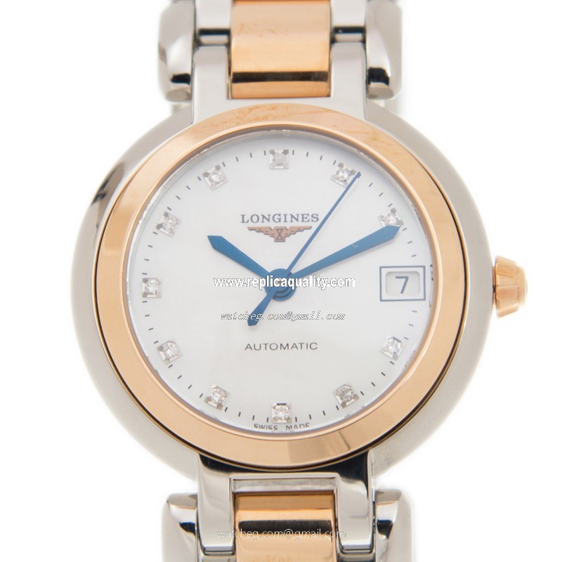 Longines PRIMA LUNA L8.111.5.87.6 Automatic 18kt Rose Gold & Steel Silvery & White