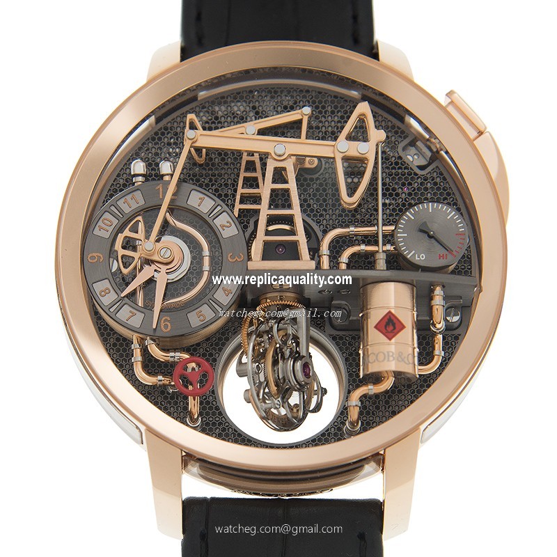 Jacob & Co OIL PUMP OI100.40.AA.AA.ACA4S Manual Wind 18kt Rose Gold Transparent Skull