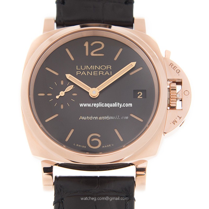 Panerai LUMINOR PAM00908 Automatic 18kt Rose Gold Black