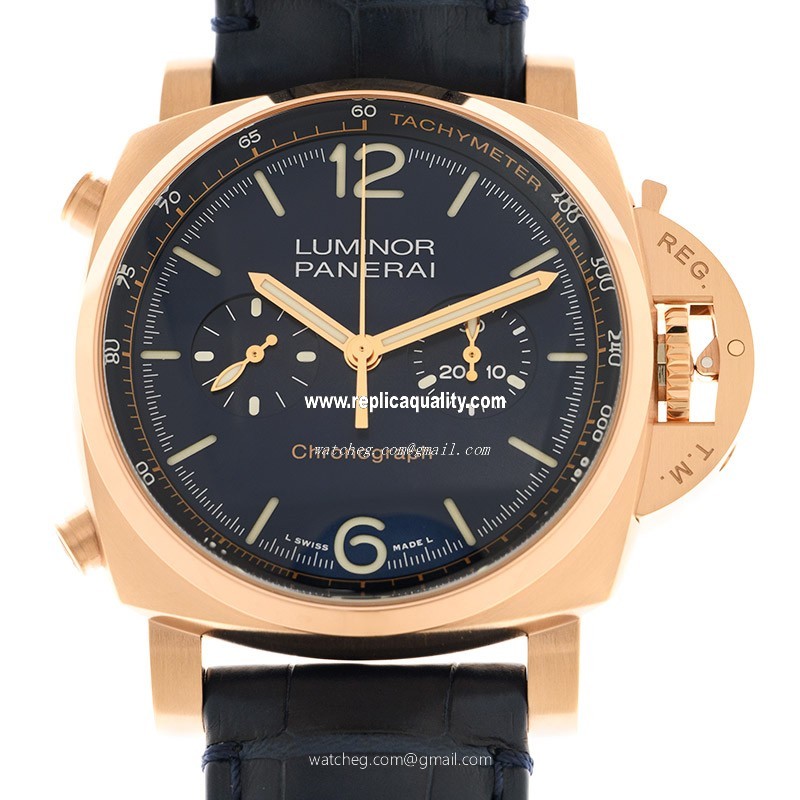 Panerai LUMINOR PAM01111 Manual Wind 18kt Rose Gold Blue 