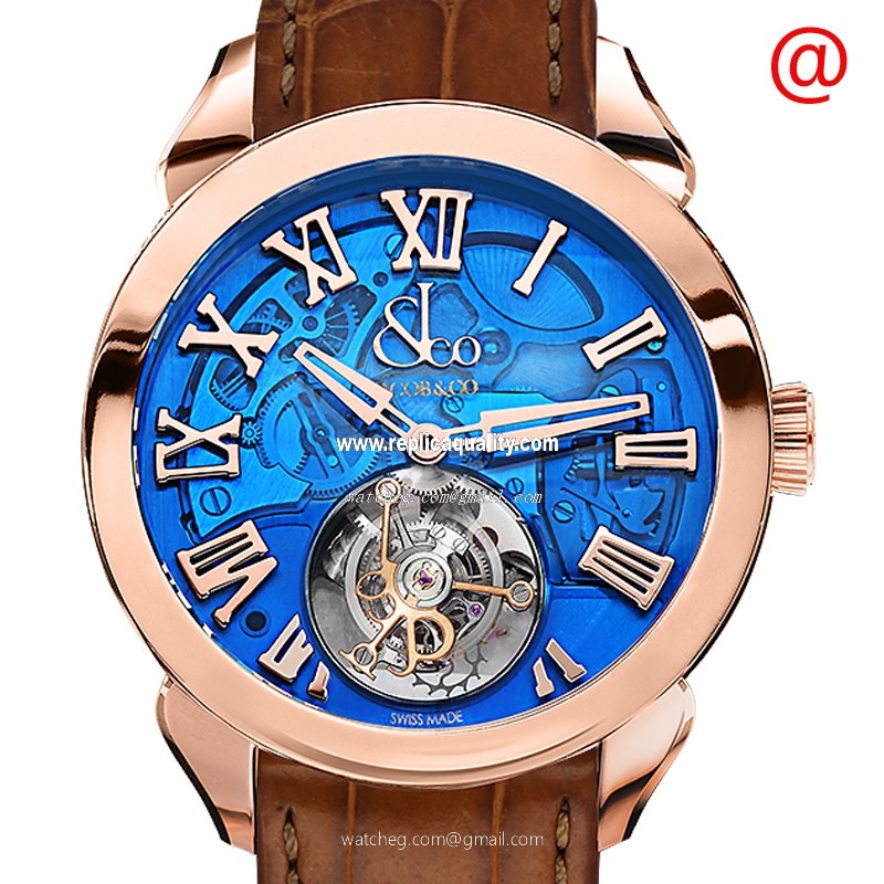 Jacob & Co PALATIAL PT520.40.NS.QB.A Manual Wind 18kt Rose Gold Blue