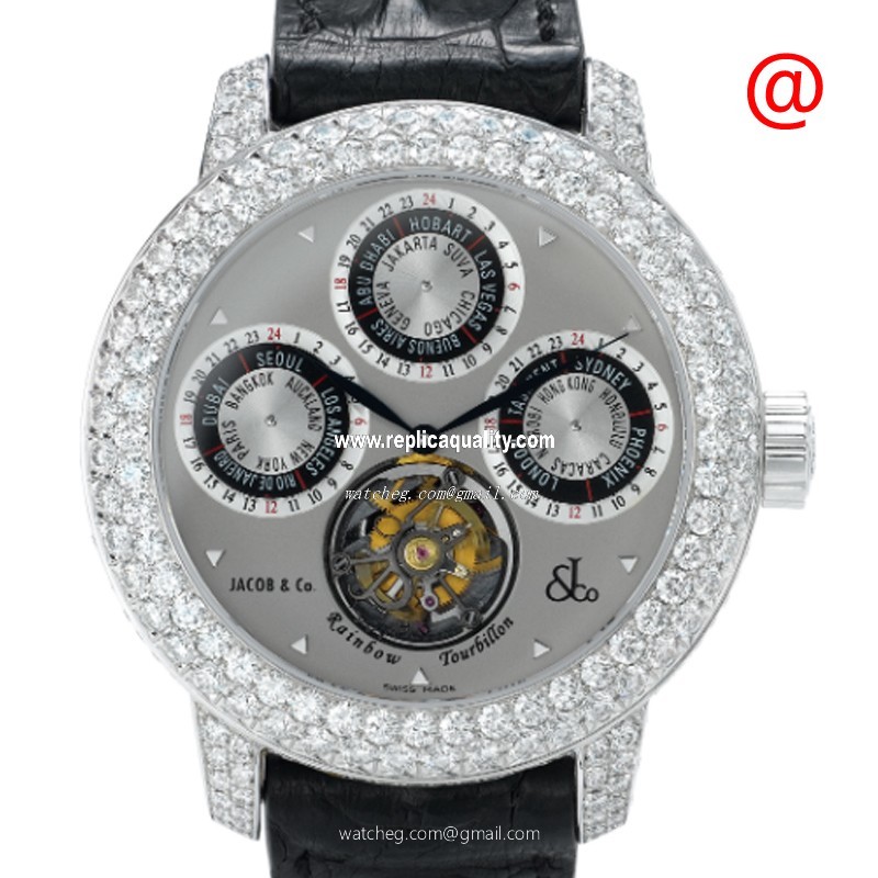 Jacob & Co R2WGDC Manual Wind 18kt White Gold & Diamond Gray