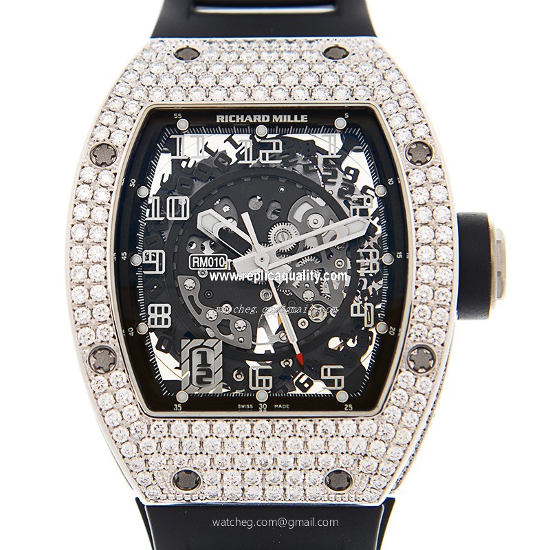 Richard Mille MAN SERIES RM010 AH WG Automatic 18kt White Gold & Diamond Black