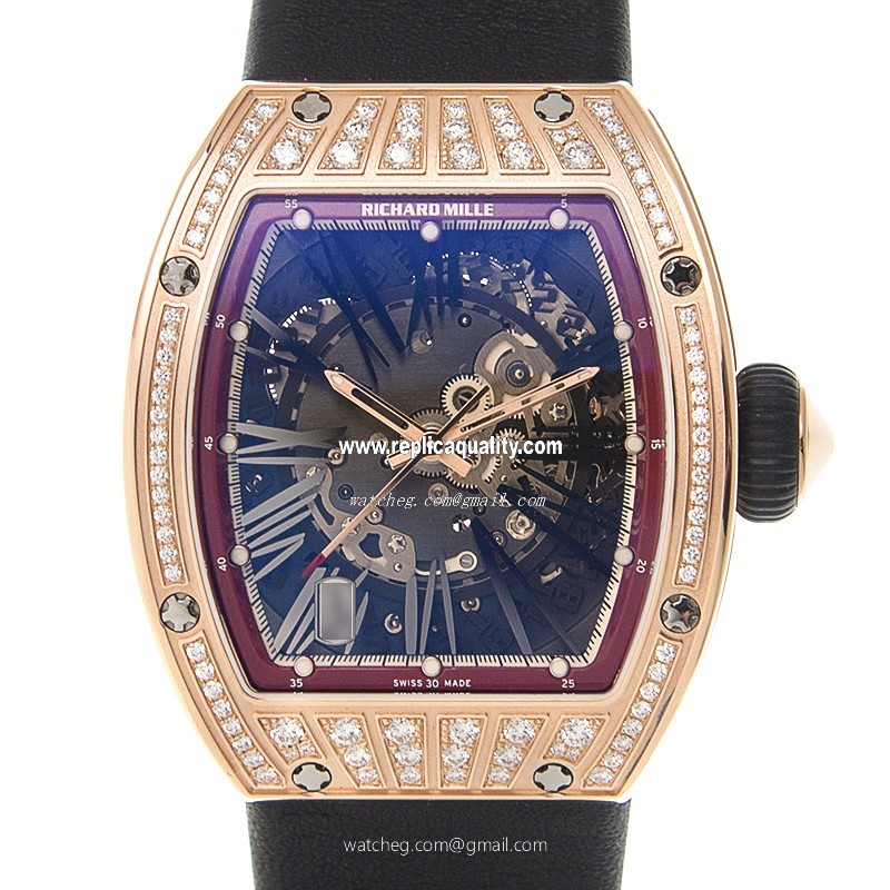 Richard Mille RM023-RG-MED-BK STRAP Automatic 18kt Rose Gold & Diamonds Silver