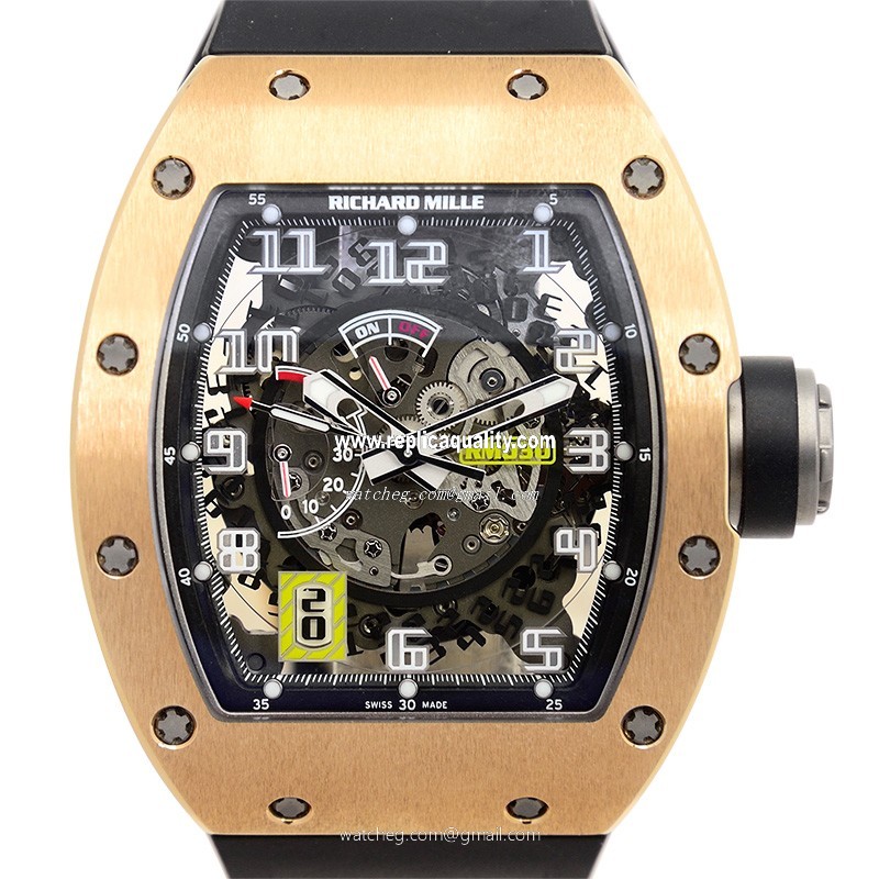 Richard Mille RM030 Automatic 18kt Rose Gold Transparent Skull