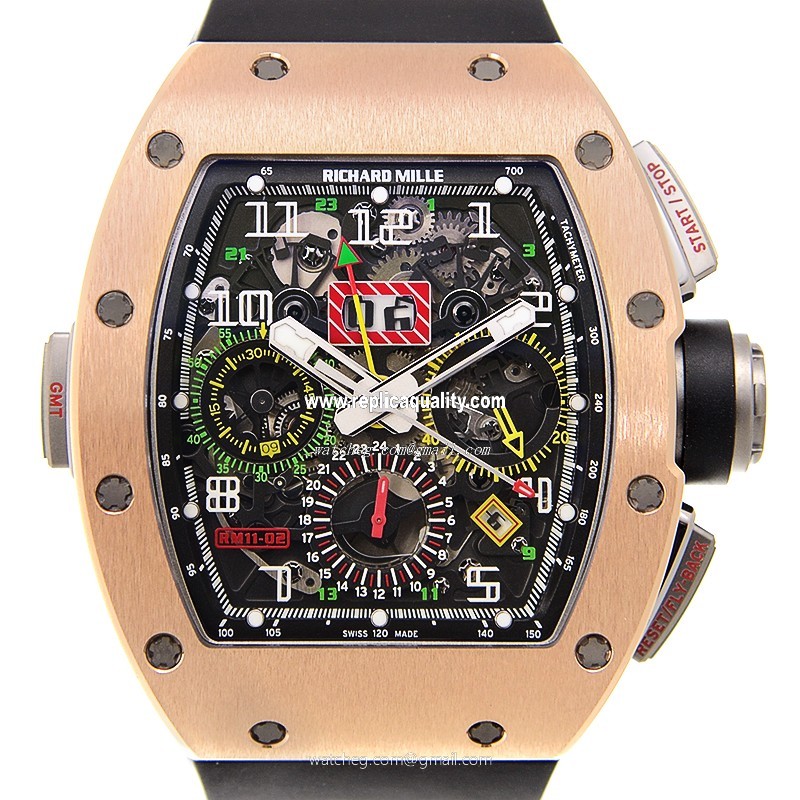 Richard Mille RM11-02 Automatic 18kt Rose Gold Black