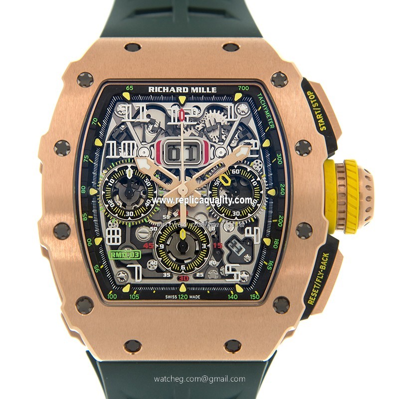 Richard Mille RM11-03 RG (GREEN) Automatic 18kt Rose Gold Silver