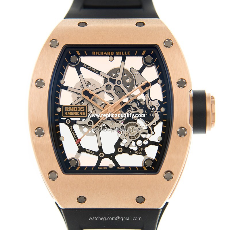 Richard Mille RM35 RG AMERICAS Automatic 18kt Rose Gold Transparent Skull