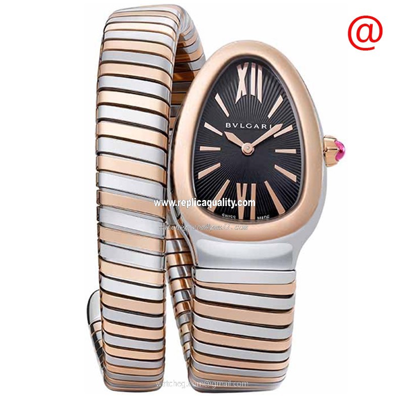 Bulgari SERPENTI TUBOGAS 102123 Quartz 18kt Rose Gold & Steel Black