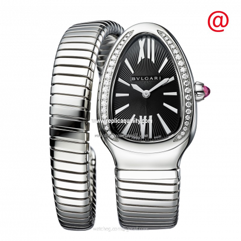 Bulgari SERPENTI TUBOGAS 103524 Quartz Stainless Steel & Diamonds Black