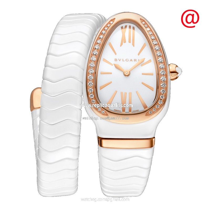 Bulgari SERPENTI SPIGA 102613 Quartz 18kt Rose Gold & Diamonds White